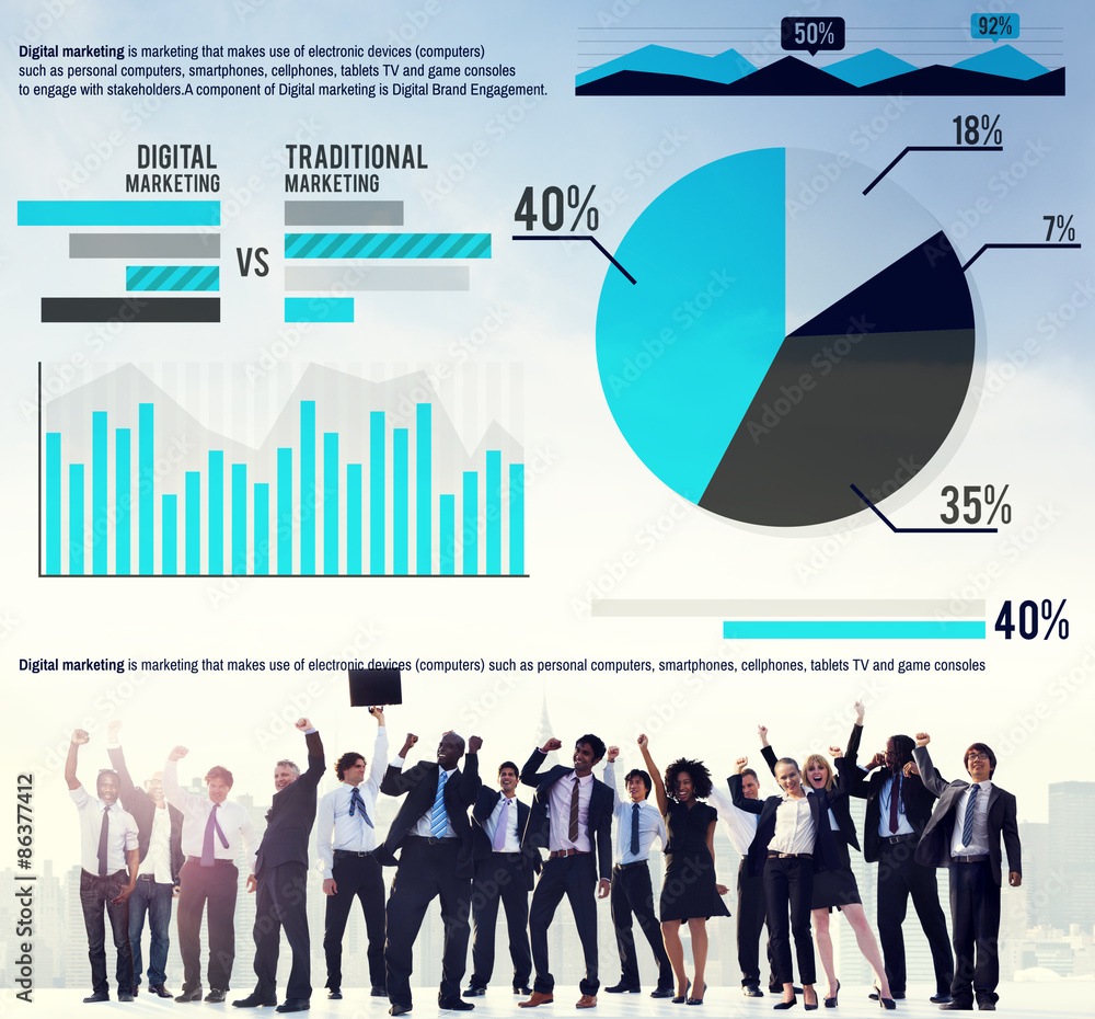 Digital Marketing Graph Statistics Analysis Finance Market Conce