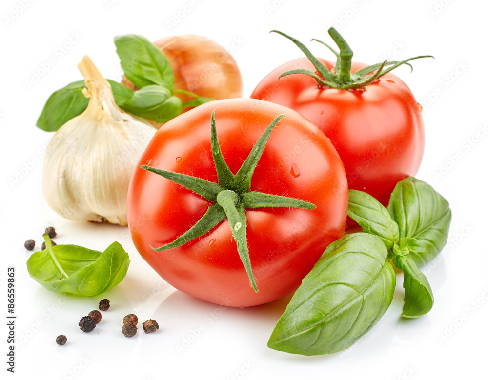 fresh vegetables and basil leaf