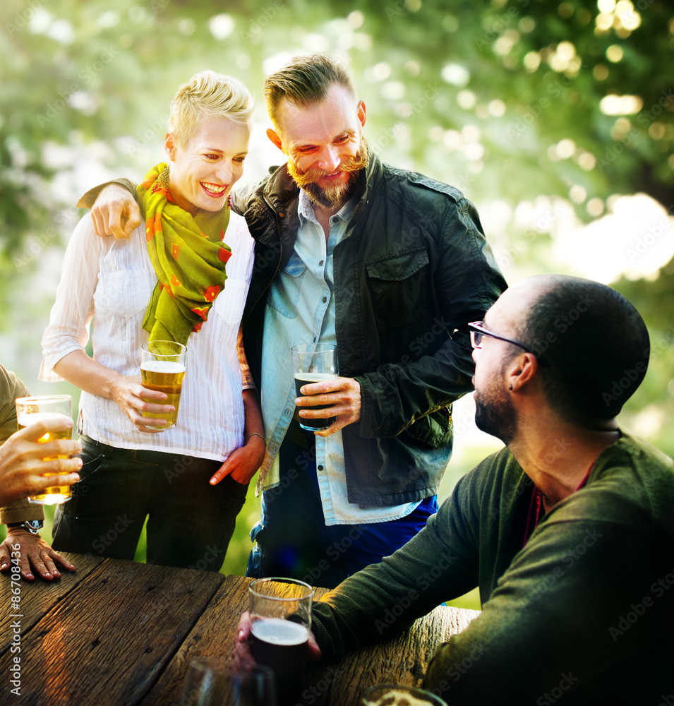 Diverse People Friends Hanging Out Drinking Concept