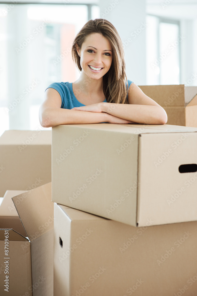 Woman moving in her new house