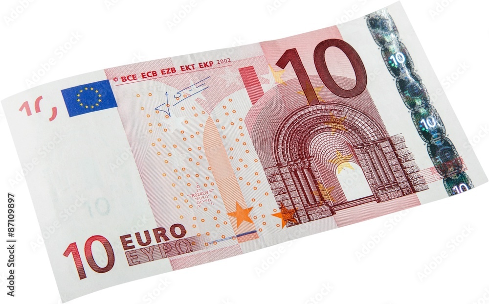 Euro Symbol, European Union Currency, Ten Euro Banknote.