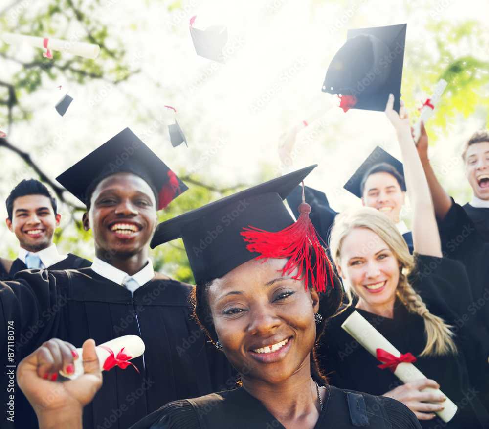 Diversity Students Graduation Success Celebration Concept