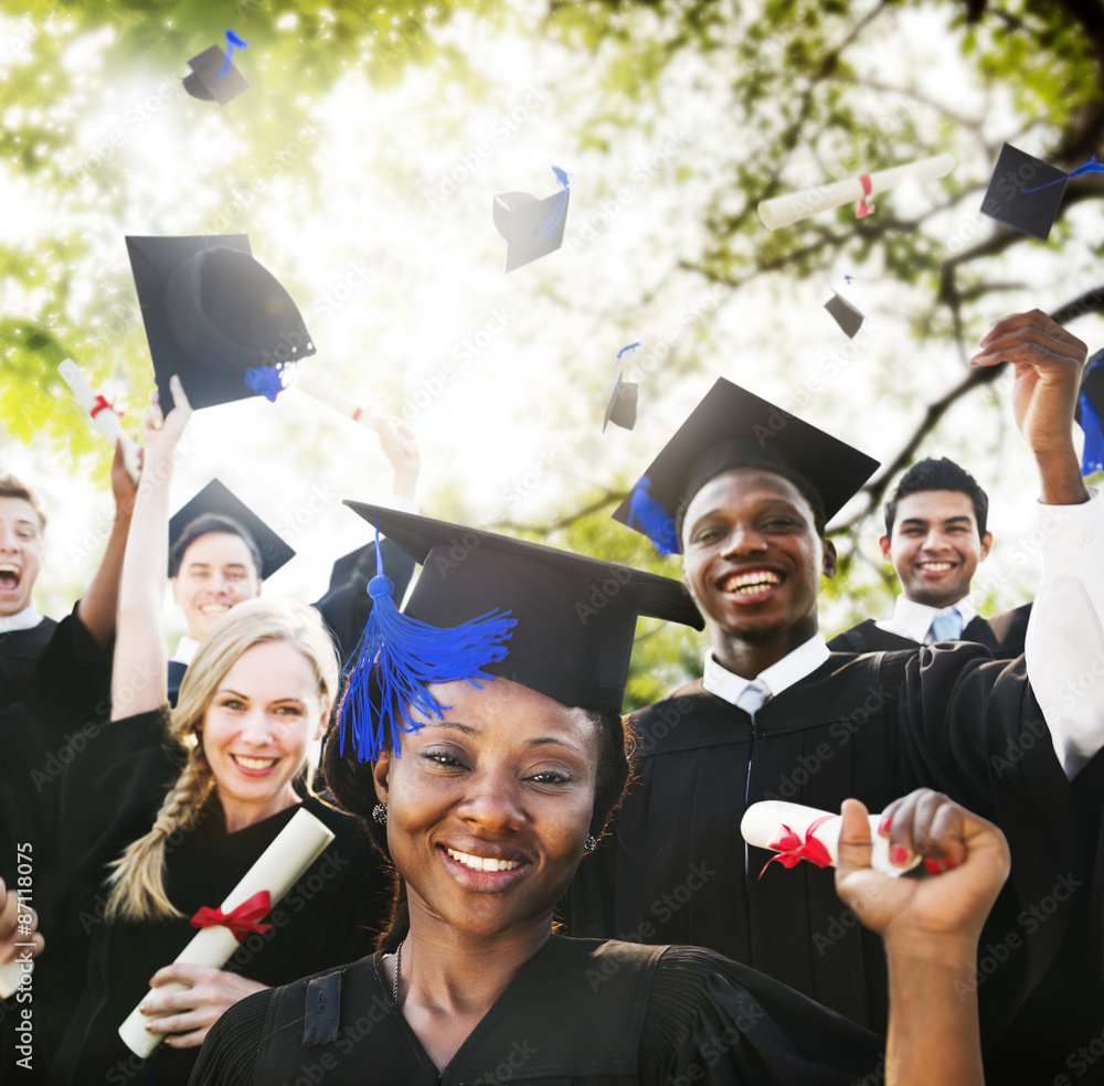 Diversity Students Graduation Success Celebration Concept