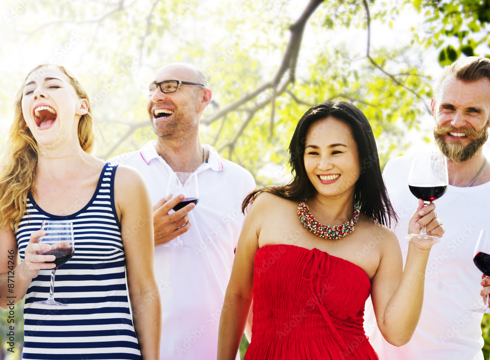 Diverse People Friends Hanging Out Drinking Concept