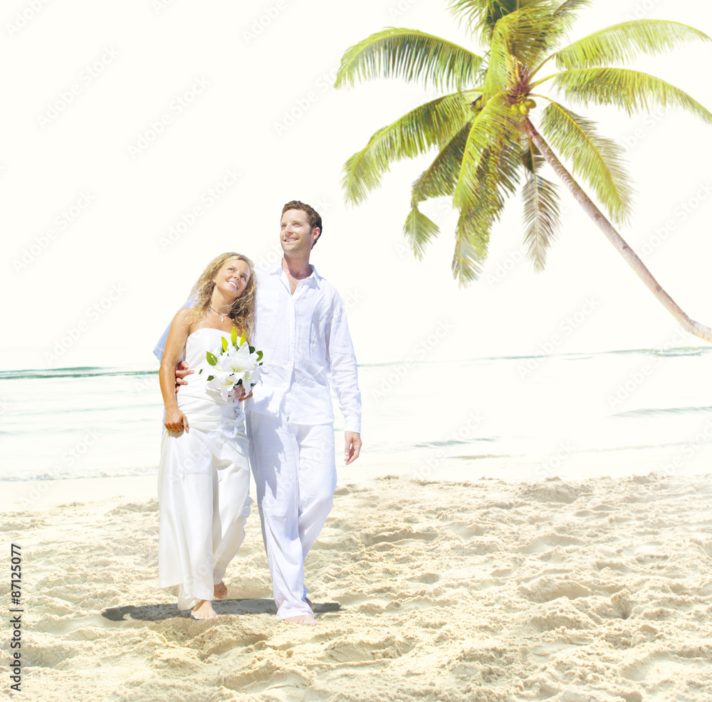 Couple Romance Beach Love Marriage Concept