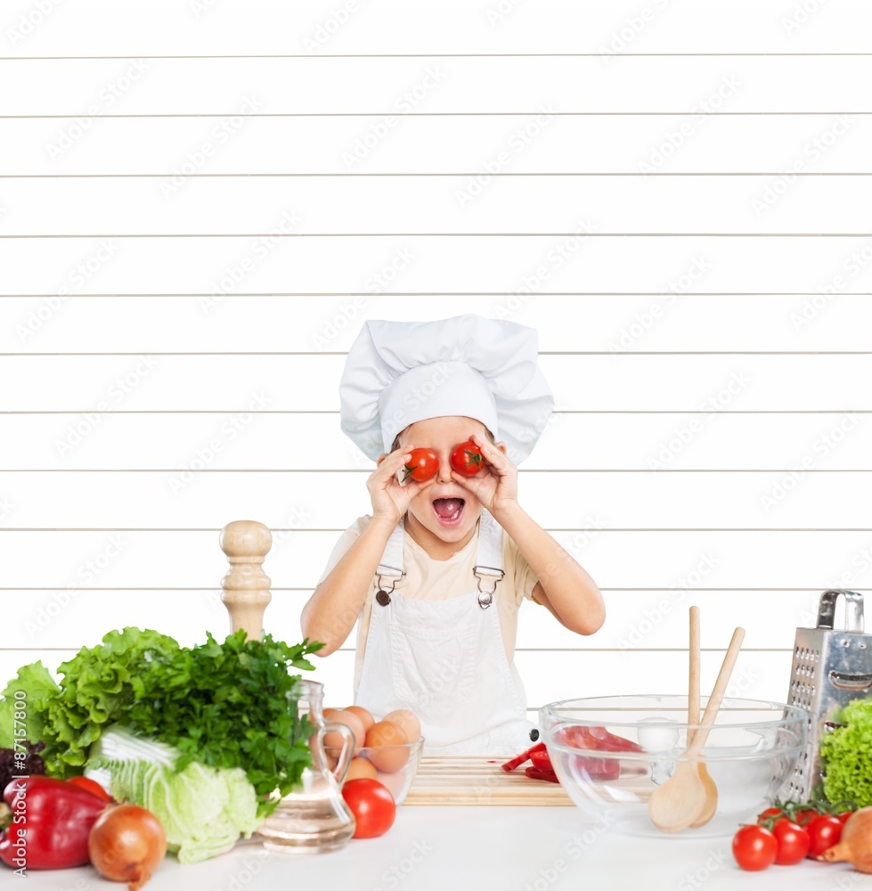 Kitchen, kid, chef.