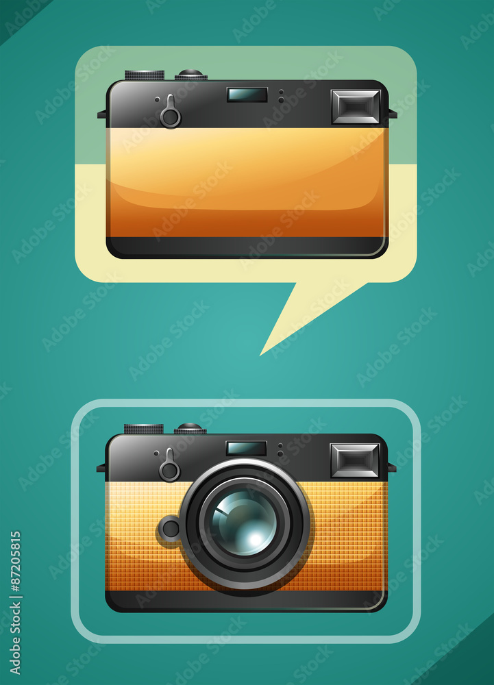 Retro camera design on green