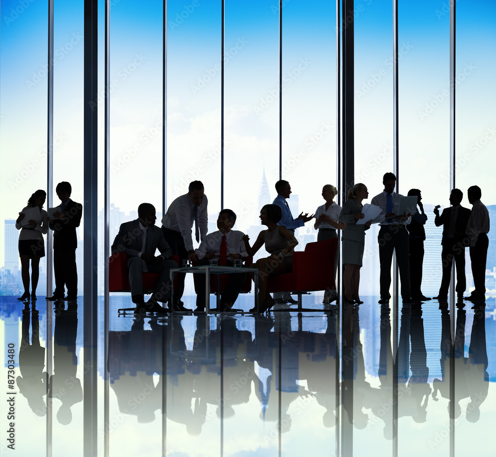 Silhouette Group of Business People Meeting Concept