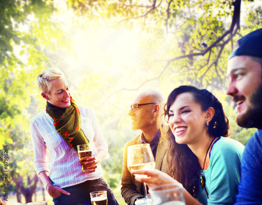 Diverse People Friends Hanging Out Drinking Concept