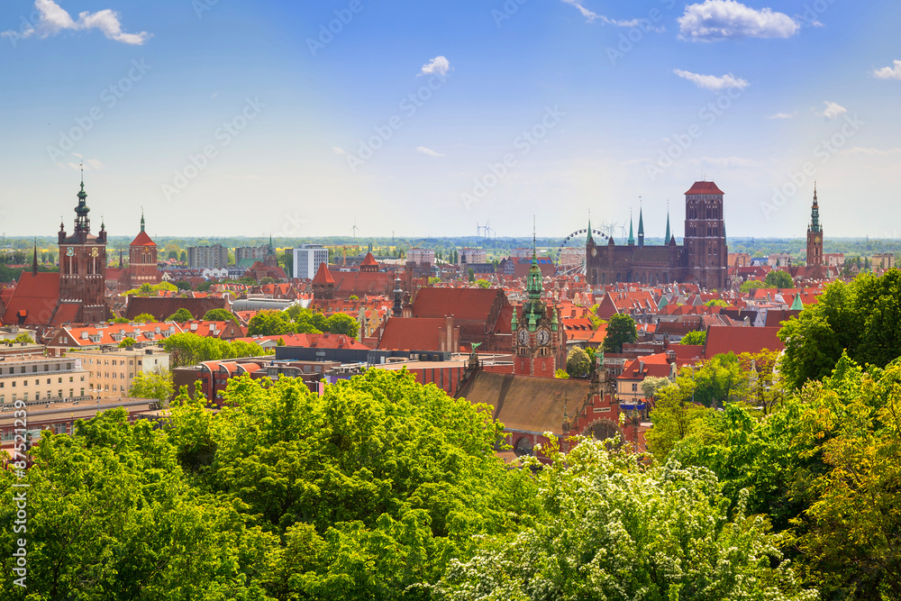 Panorama of the city centre in Gdansk, Poland 