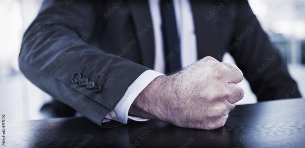 Angry businessman thump the table