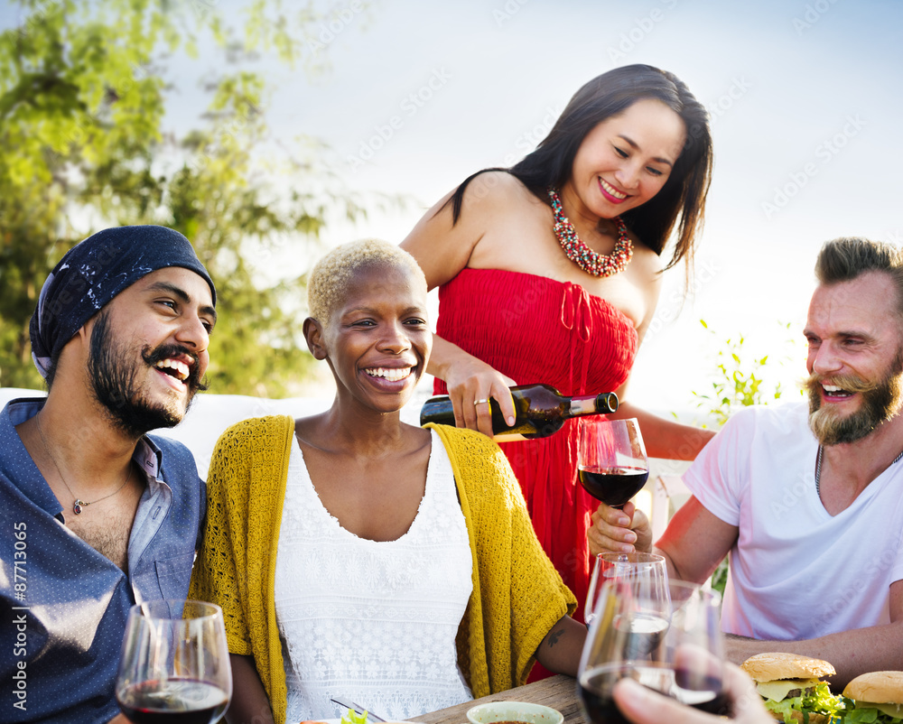 Friends Friendship Outdoor Dining Hanging out Concept