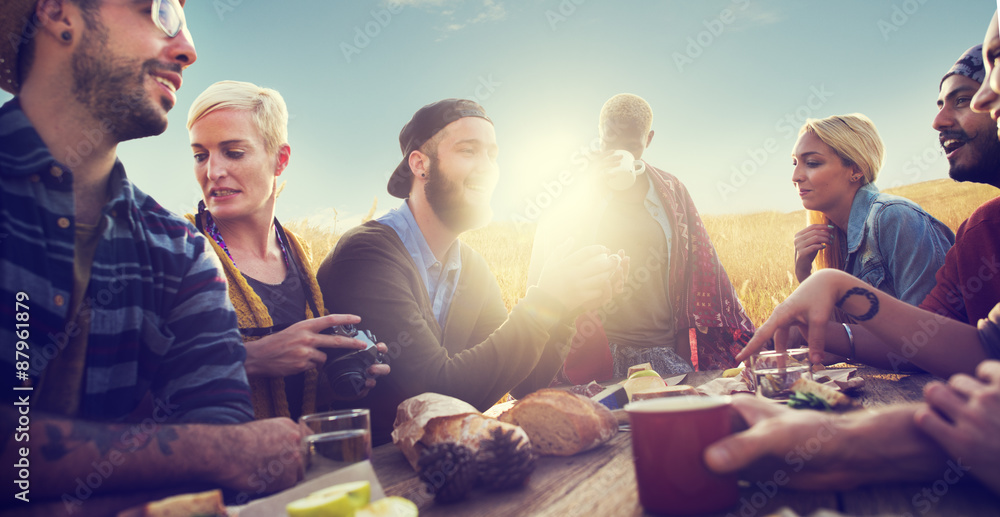 Diverse People Friends Hanging Out Happiness Concept