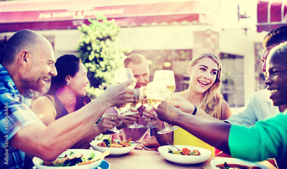 Diverse People Friends Hanging Out Drinking Concept