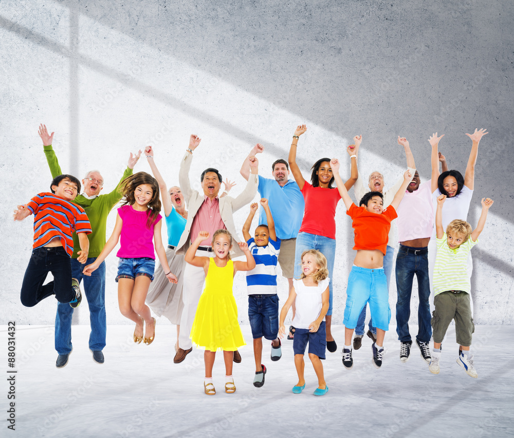 Children Celebration Jumping Ecstatic Happiness Concept