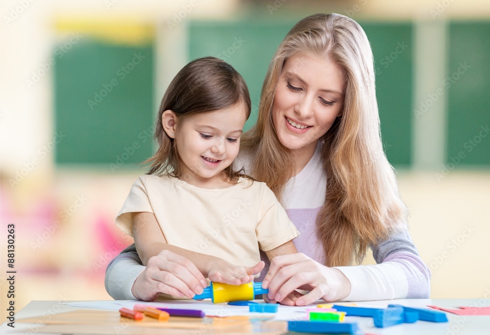 Table, preschooler, baby.