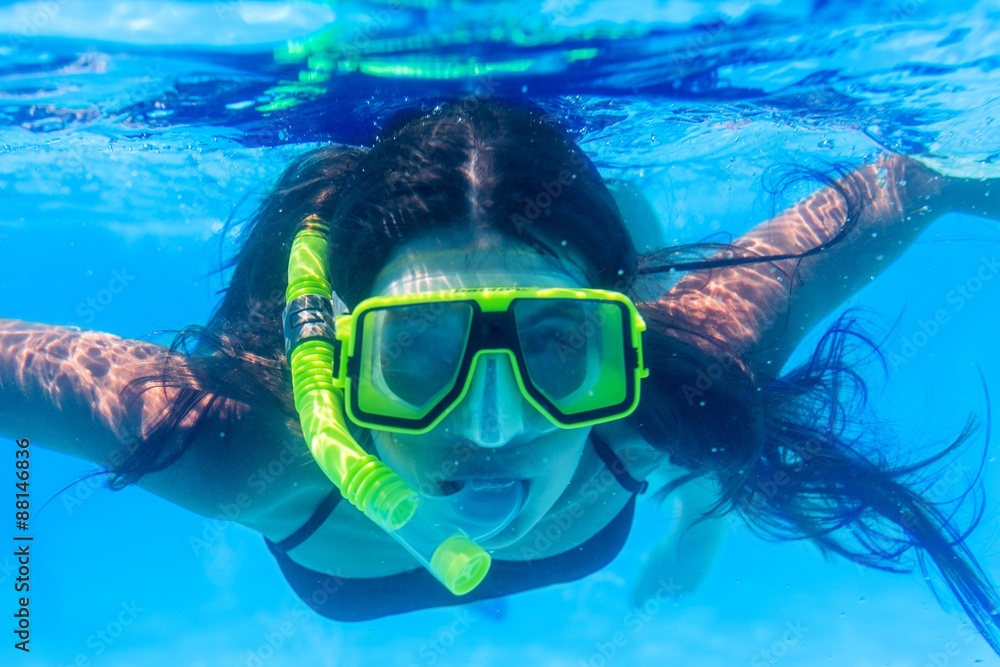 Snorkeling, snorkel, woman.