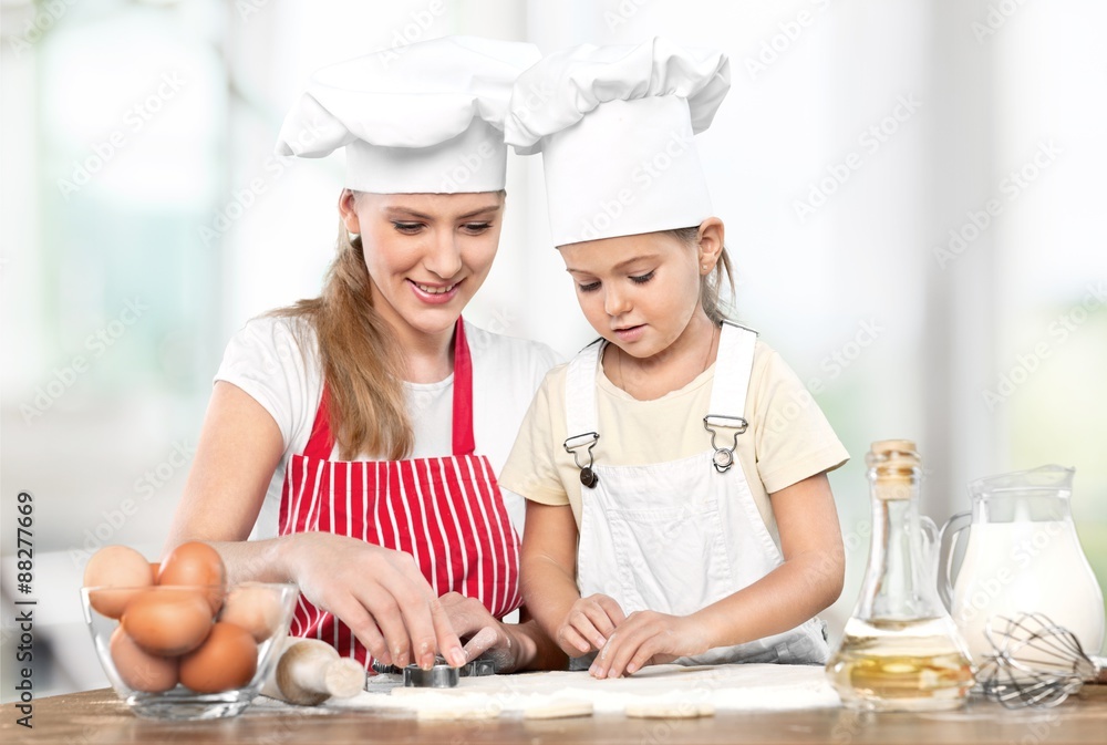 Kitchen, daughter, home.