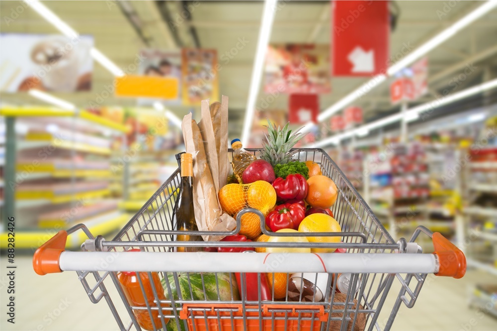 Supermarket, Shopping, Shopping Cart.