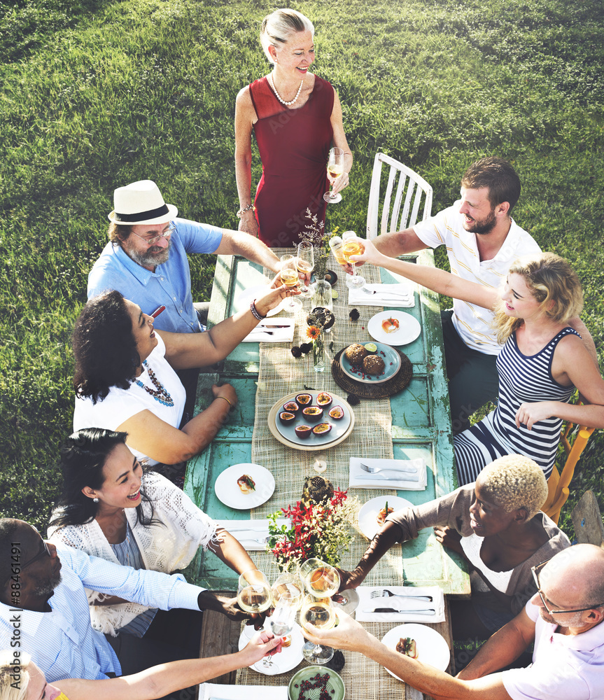 Diverse People Luncheon Outdoors Food Concept