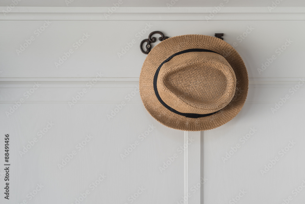 brown hat hanging