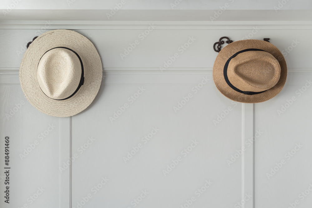 brown hats hanging