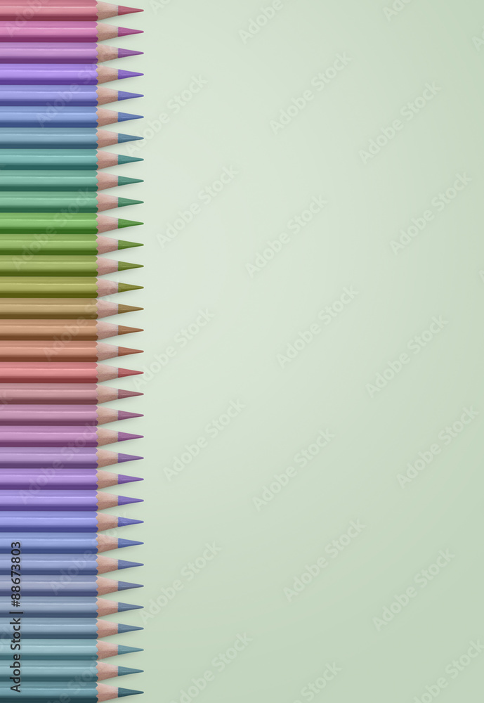 line of colored pencils