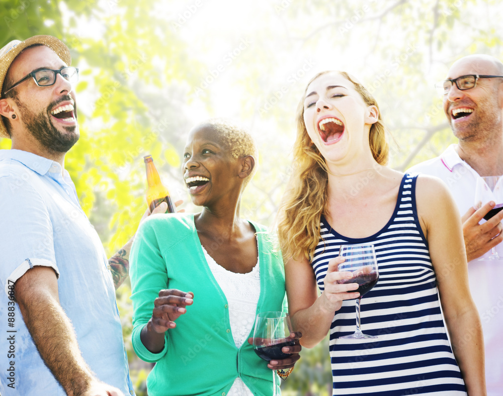 Diverse People Friends Hanging Out Drinking Concept