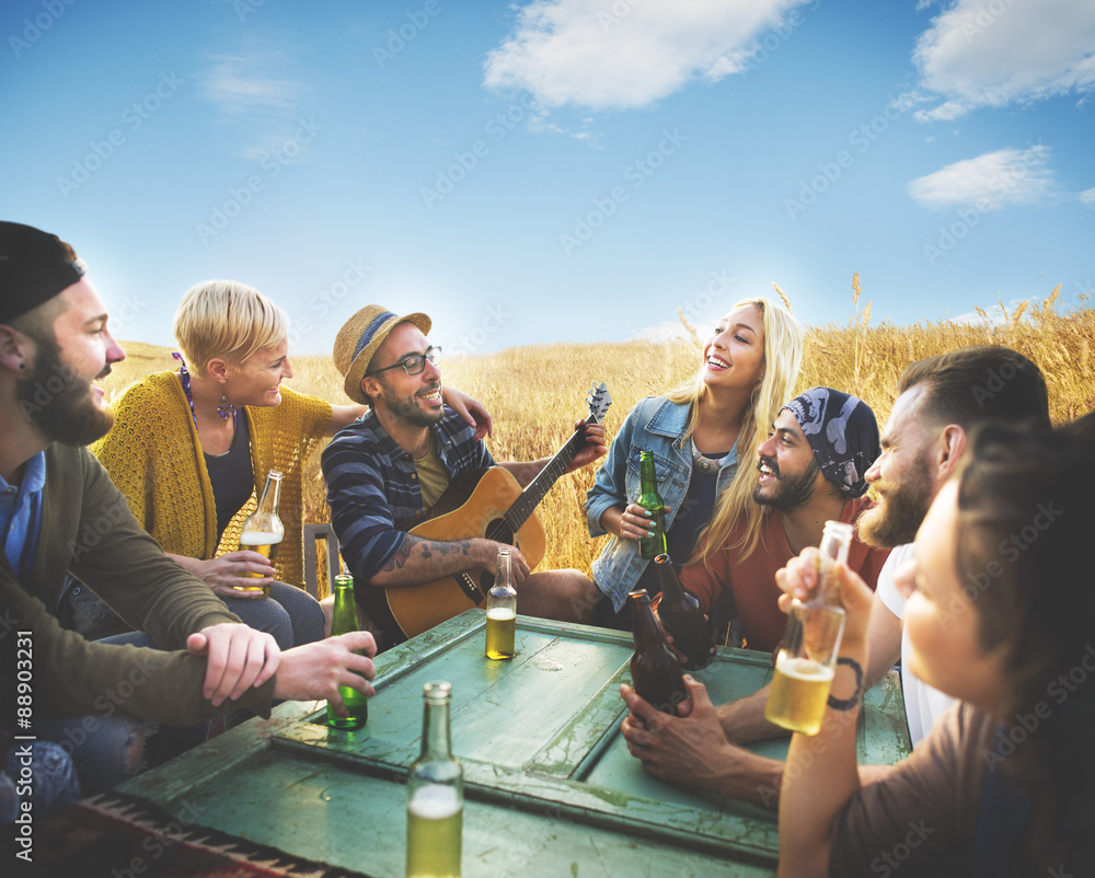 Diverse People Friends Hanging Out Happiness Concept