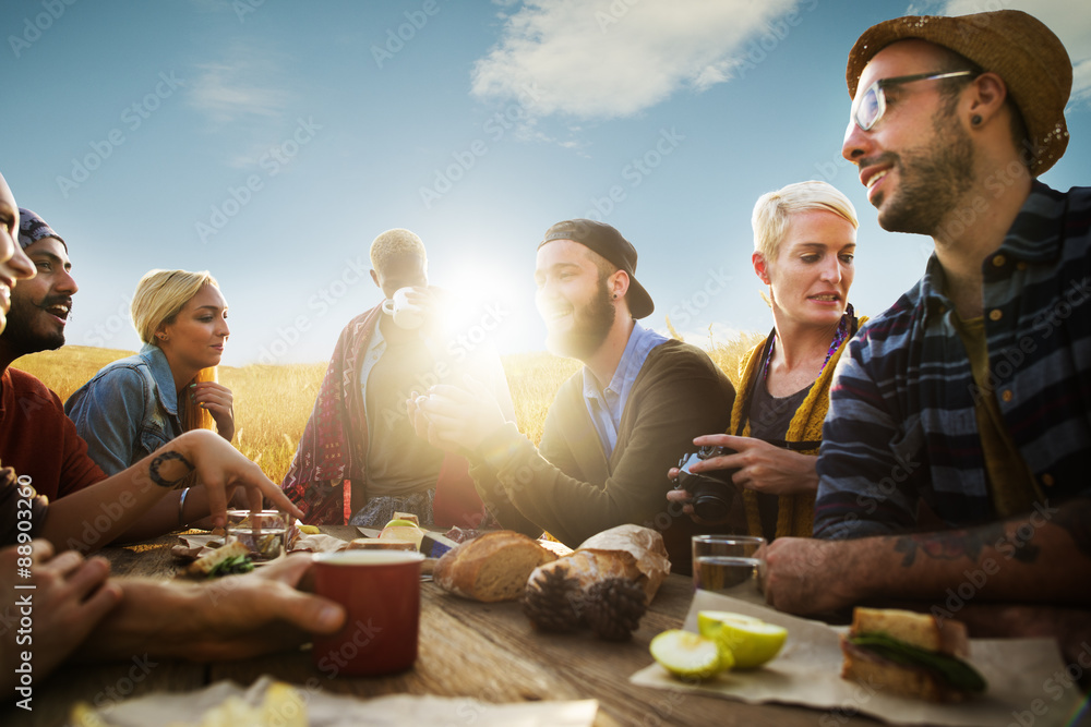 Diverse People Friends Hanging Out Happiness Concept