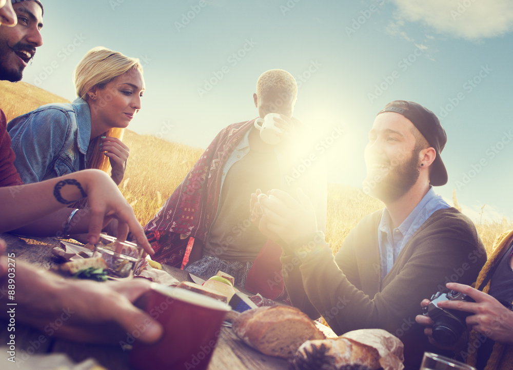 Diverse People Friends Hanging Out Happiness Concept