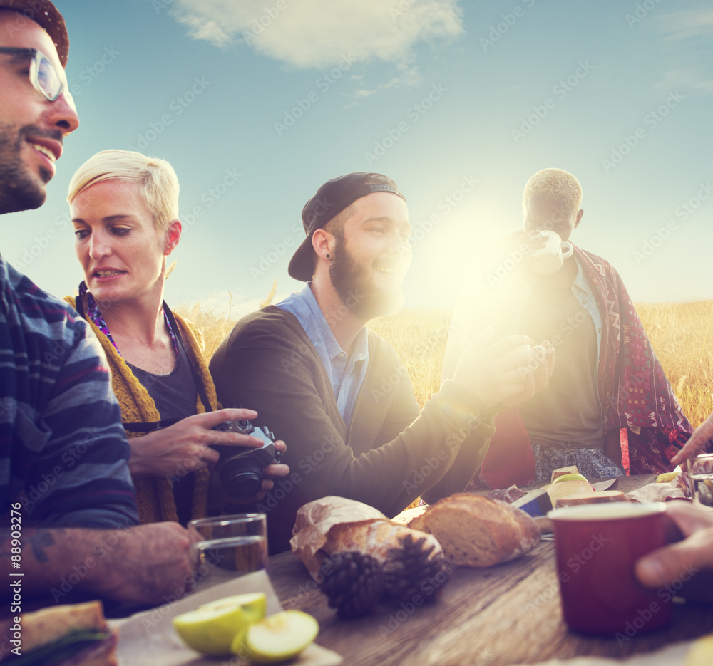 Diverse People Friends Hanging Out Happiness Concept