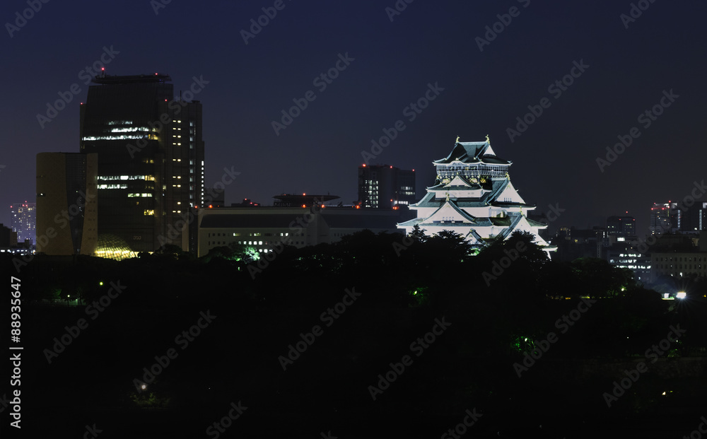 夜晚的大阪城堡