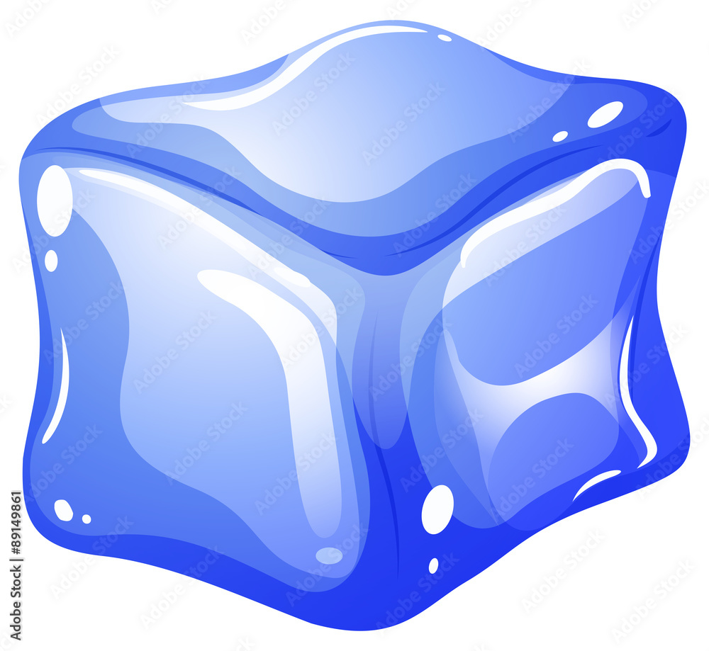 Single blue ice cube