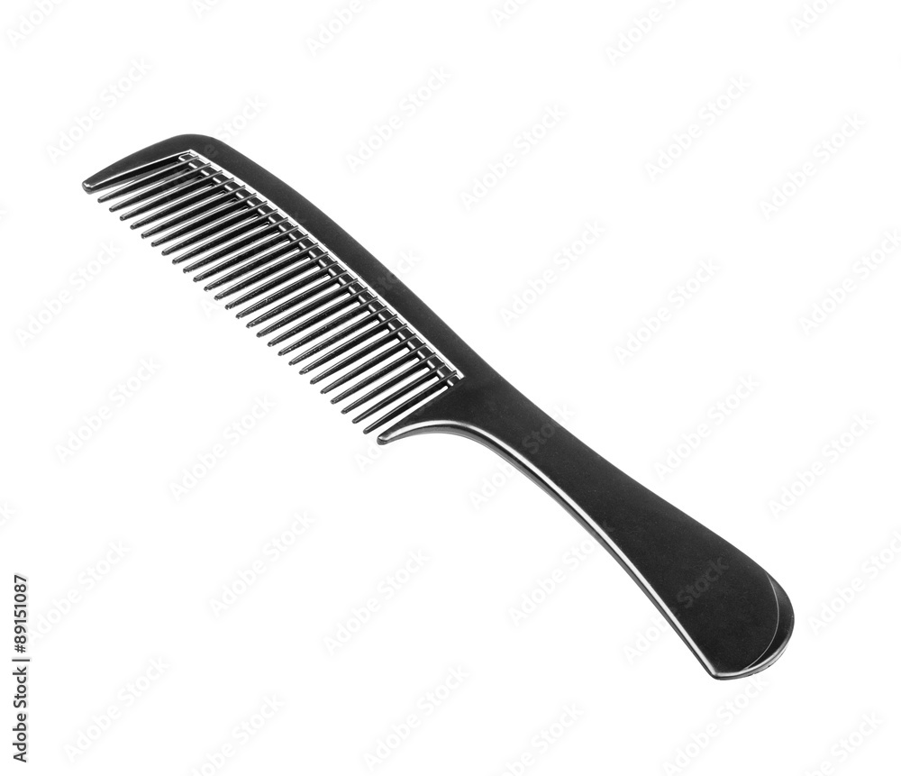 Black comb isolated on white close up look