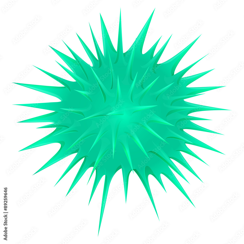 Green thorny ball on white