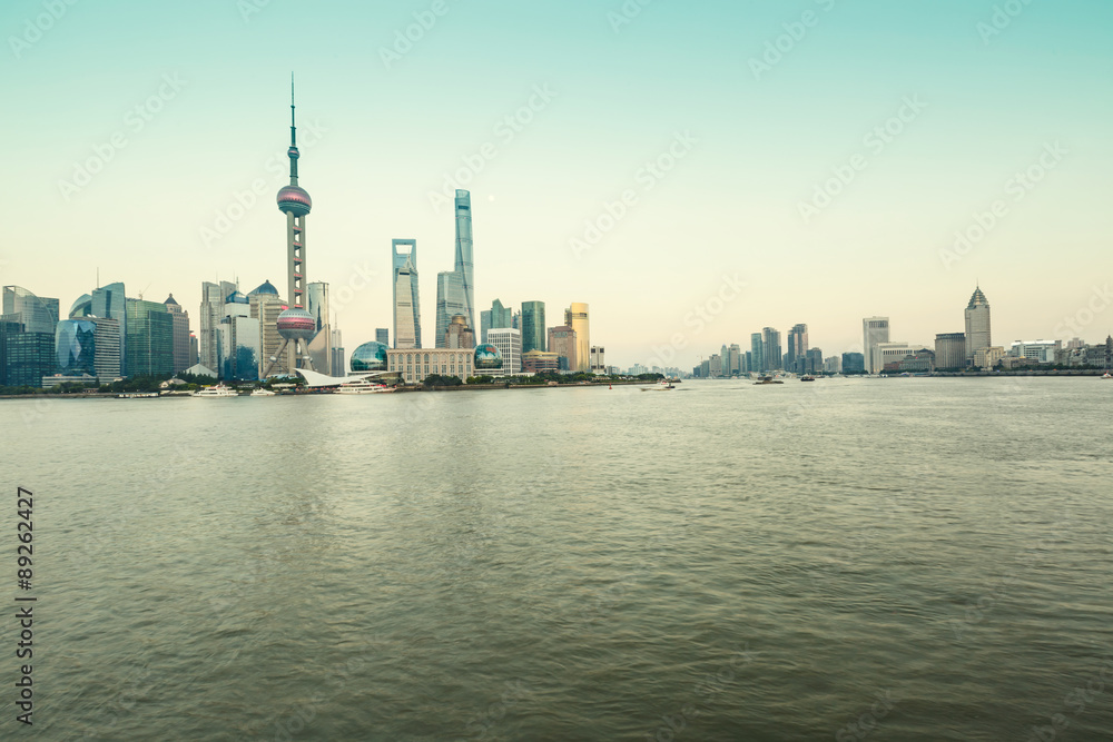 Beautiful Shanghai skyline at dusk，China