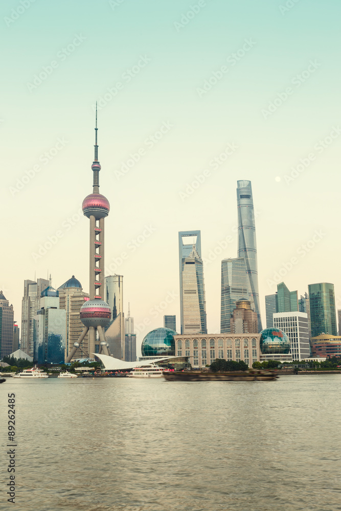 Beautiful Shanghai skyline at dusk，China