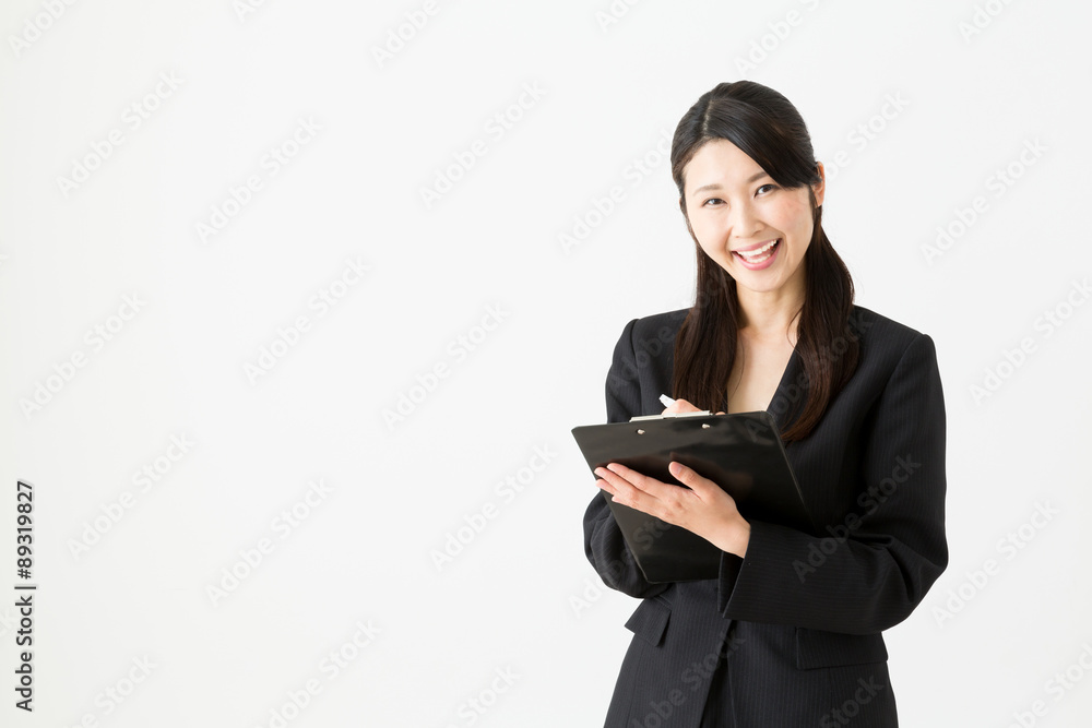 asian businesswoman on white background