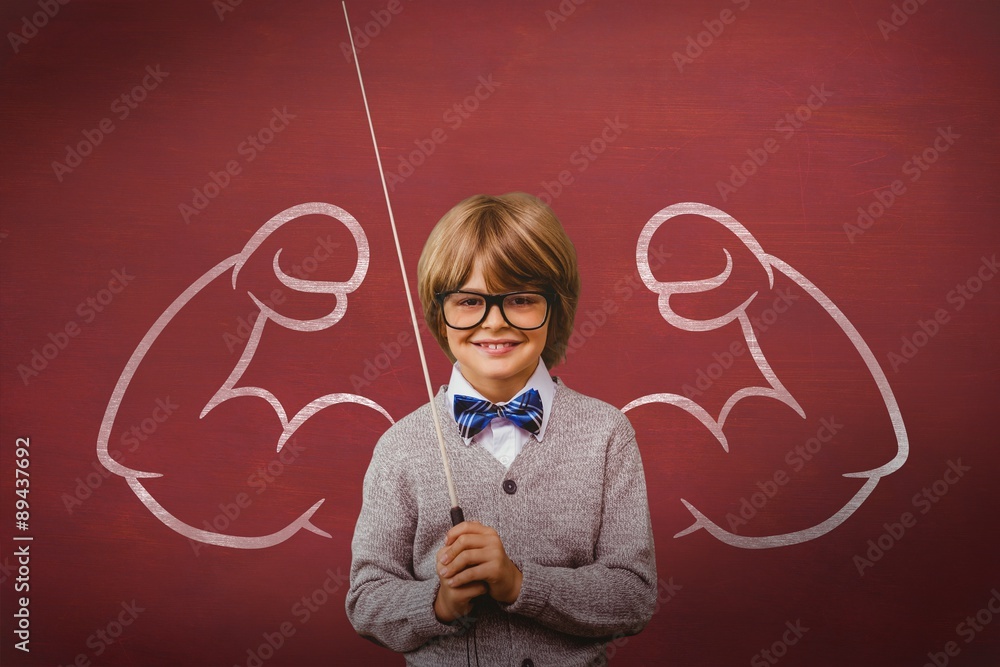 Composite image of cute kid dressed up as teacher