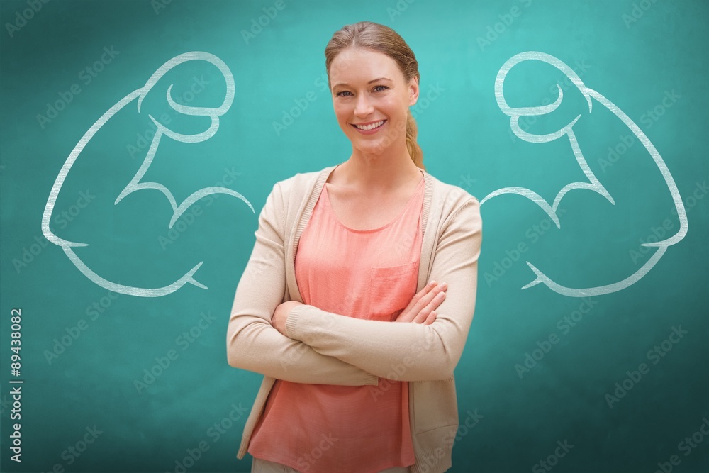 Composite image of pretty casual woman