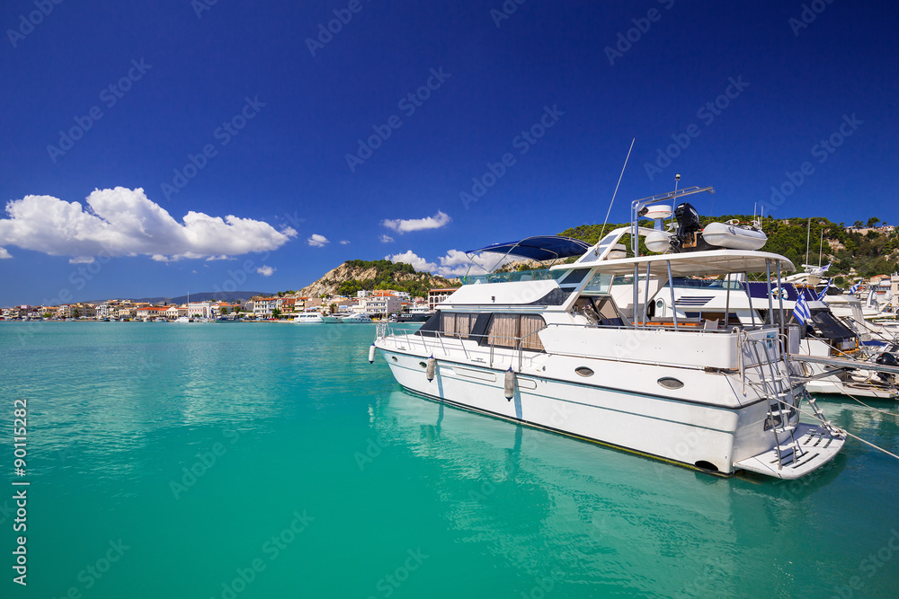 Marina with boats on the bay of Zakynthos, Greece