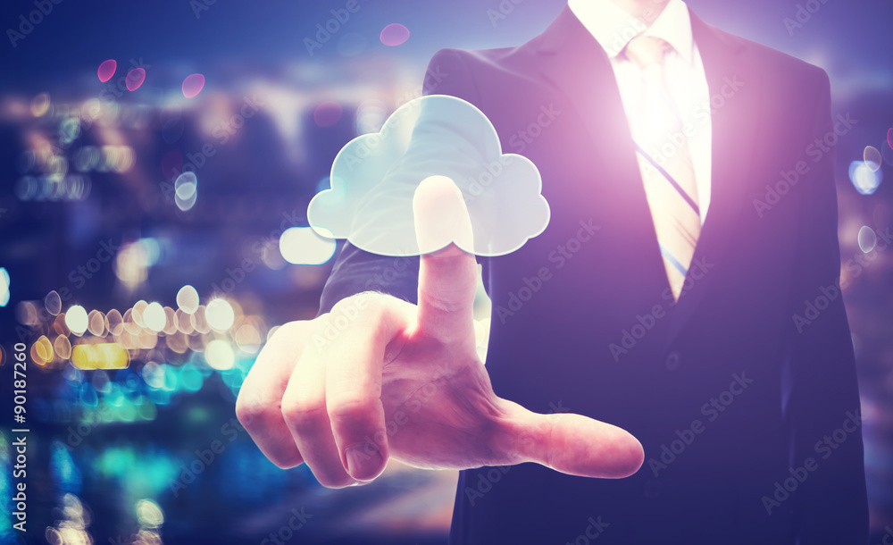 Business man with cloud computing concept