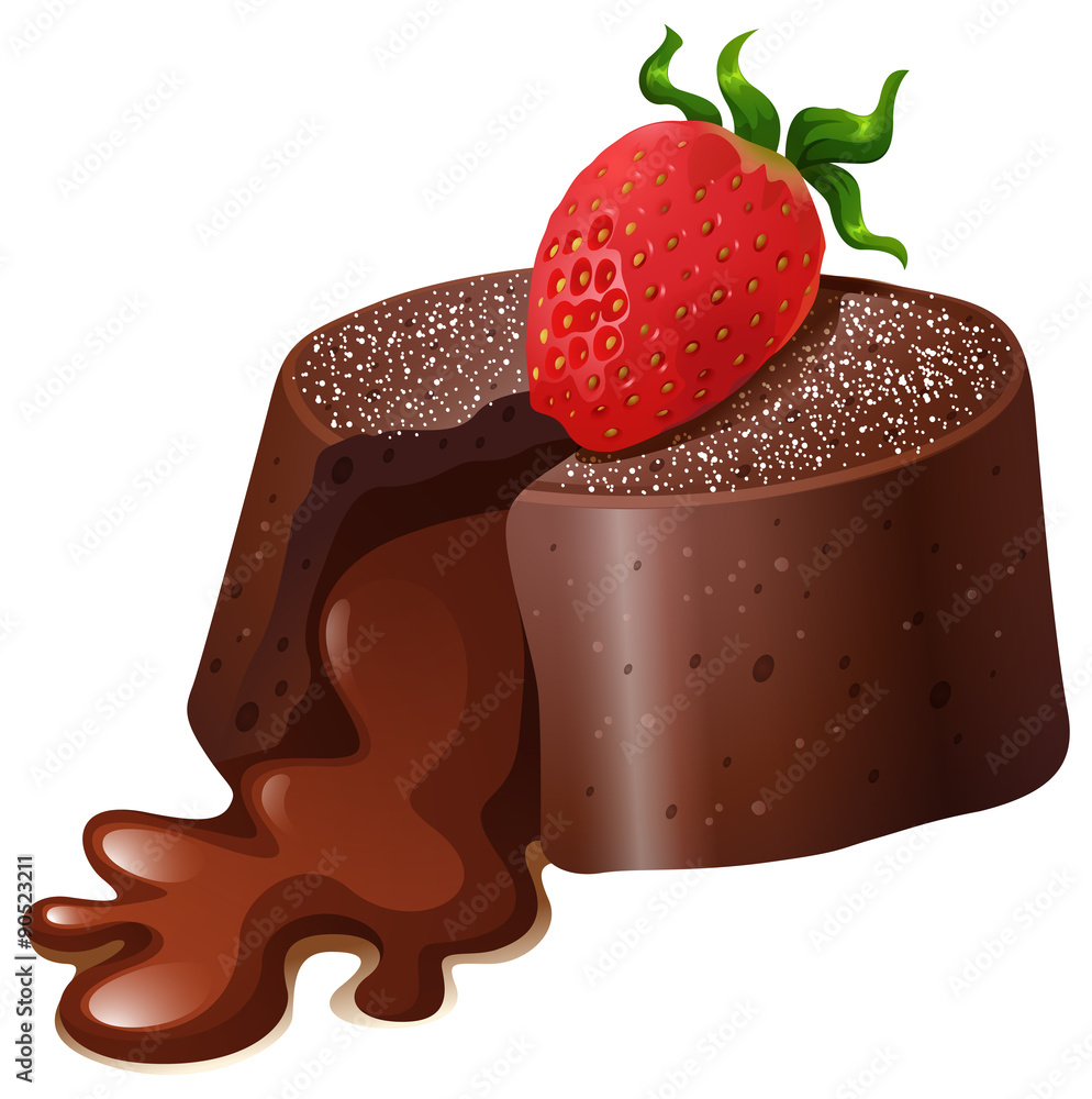 Chocolate lavacake with fresh strawberry