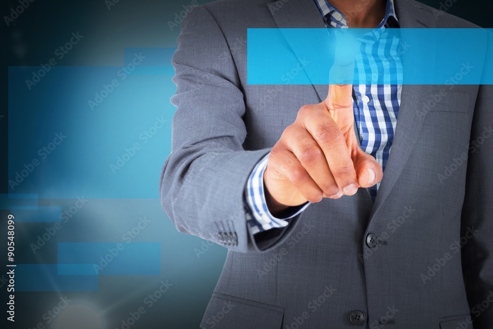 Composite image of focused businessman pointing