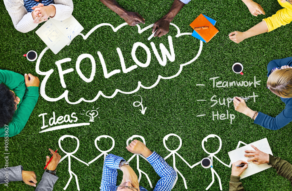 Follow Support Ideas Teamwork Social Media Concept