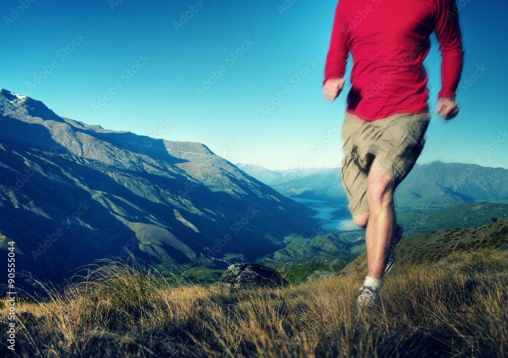 男子登山运动健康概念