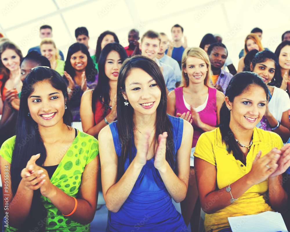 Crowd Learning Celebrating Casual Diverse Ethnic Concept