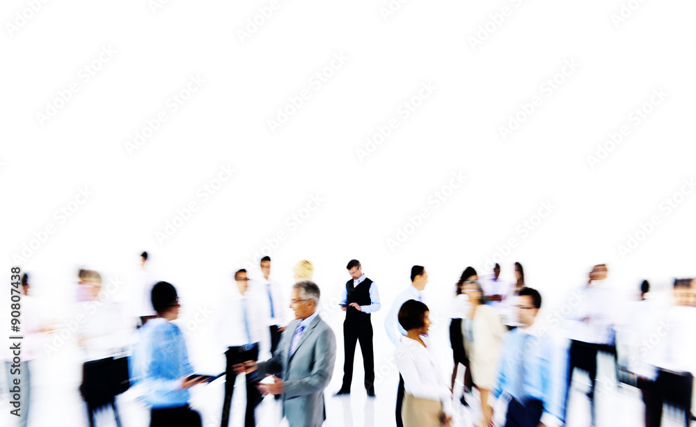 Group Business People Working Blurred Motion Concept