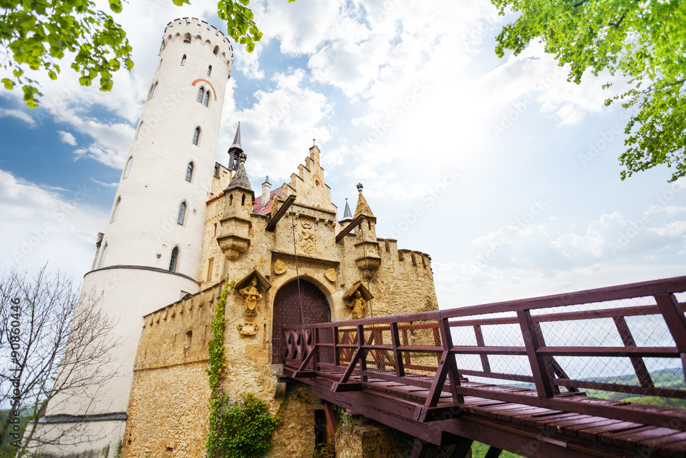 Gates and bridge of Lichtenstein castle, Germany